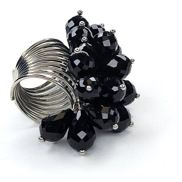 Swaroski Crystal Ring Flamboyant Unique Crystal Bicone Beaded Cluster Ring - Picture 13 of 14